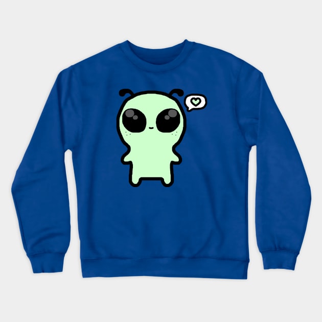 Cute green alien doodle Crewneck Sweatshirt by KnuckersHollow